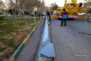مراحل نصب برج روشنایی 18 متری نصب برج نوری (روشنایی) محمد شهر قزوین