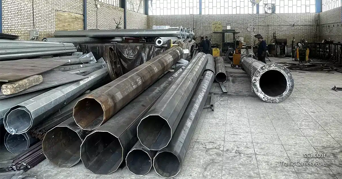مراحل ساخت دکل دوربین در کارگاه سپهر صنعت آداک